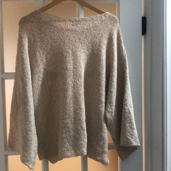 Zara Italian Yarn Cream Tan Knit Bell Sleeve Long Sleeve Sweater - Picture 3 of 4